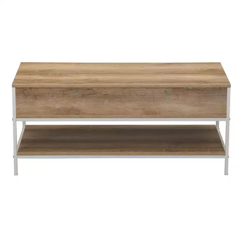 Table basse rectangulaire Bungalow avec étagère de rangement et 2 tiroirs