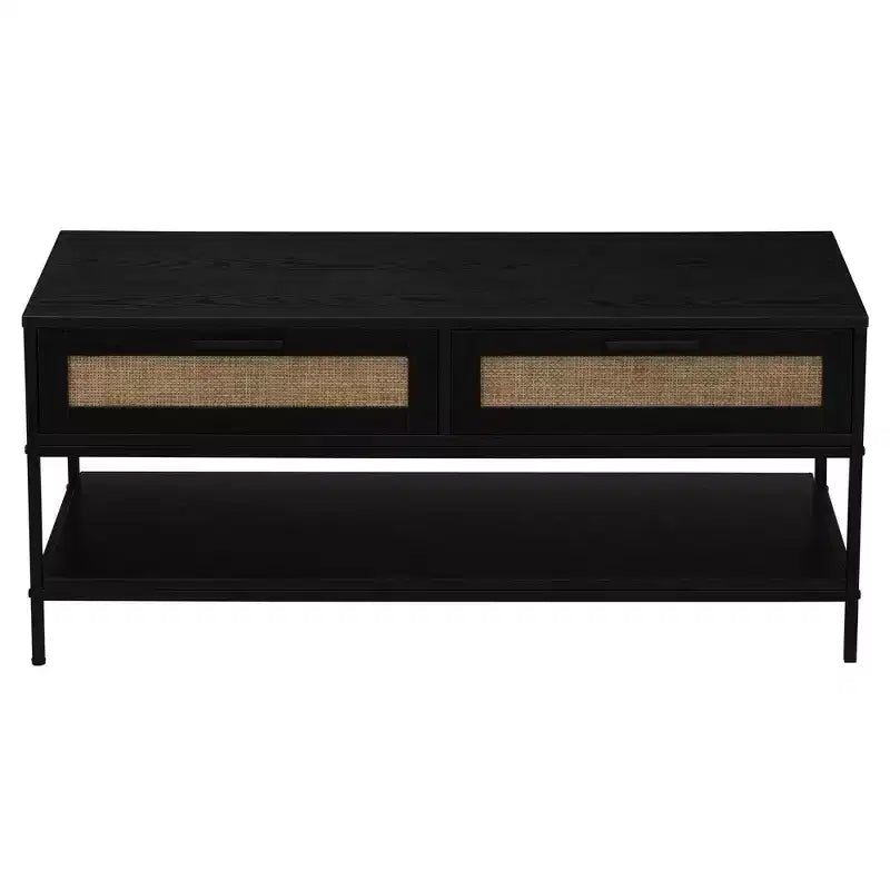 Table basse rectangulaire Bungalow avec étagère de rangement et 2 tiroirs