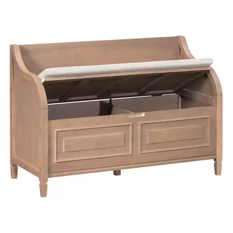 Banc de rangement multifonctionnel de style rustique pour entrée avec espace de rangement caché et charnière de sécurité