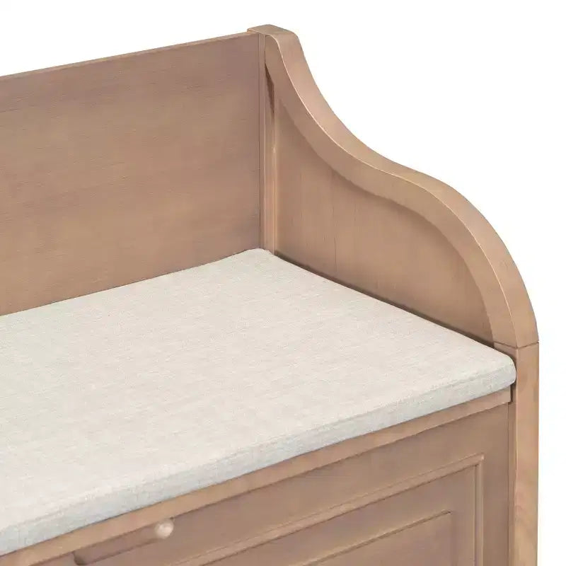 Banc de rangement multifonctionnel de style rustique pour entrée avec espace de rangement caché et charnière de sécurité