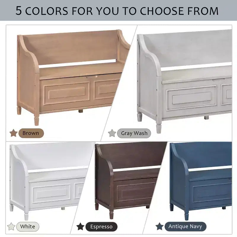 Banc de rangement multifonctionnel de style rustique pour entrée avec espace de rangement caché et charnière de sécurité