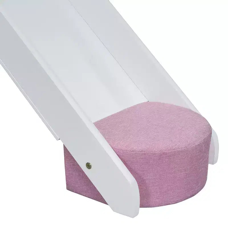 Lit mezzanine double/grand format avec cadre en forme de maison, tente et étagères de rangement, naturel/blanc-ModernLuxe