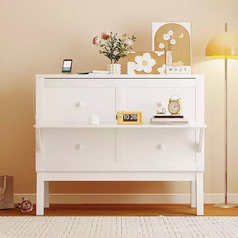 Lit escamotable avec port USB et étagères amovibles