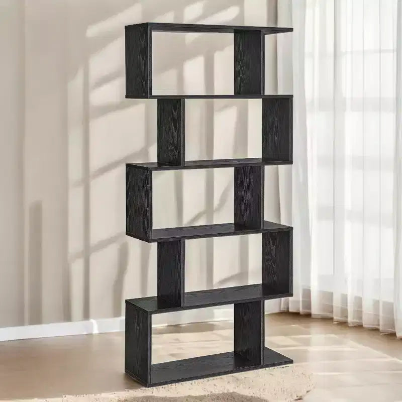 Étagère à 5 niveaux, Bibliothèque en forme de S, Étagère de rangement et de présentation, Séparateur de pièce autoportant, pour Bureau, Salon, Chambre à coucher