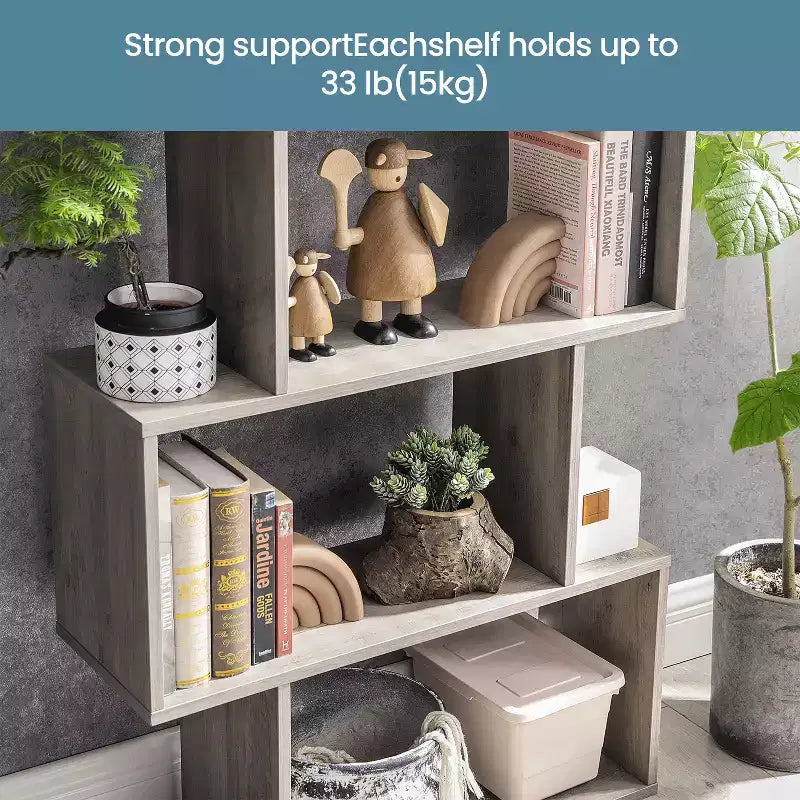 Étagère à 5 niveaux, Bibliothèque en forme de S, Étagère de rangement et de présentation, Séparateur de pièce autoportant, pour Bureau, Salon, Chambre à coucher