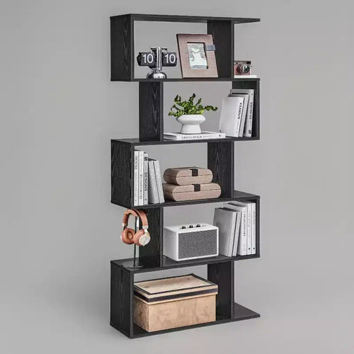 5-Tier Bookshelf, S-Shaped Bookcase, Storage Display Shelf, Freestanding Room Divider, for Home Office, Living Room, Bedroom