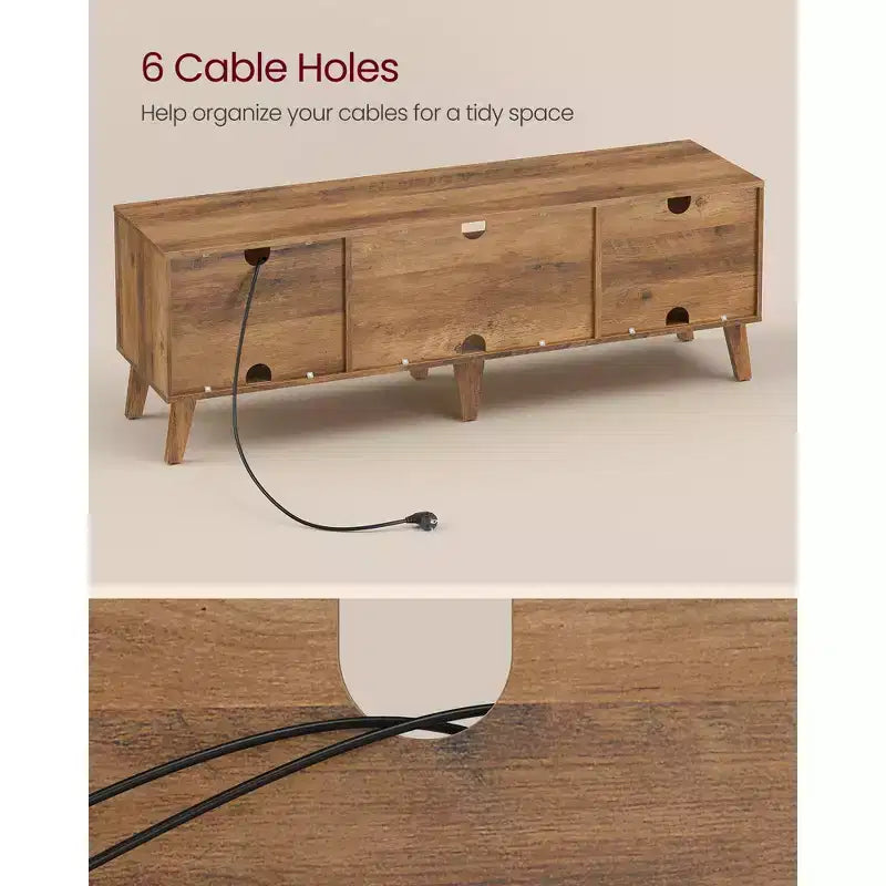 Meuble TV pour téléviseurs de 65 pouces, meuble de divertissement avec étagère réglable, console média de 58 pouces de long, pour salon, chambre à coucher