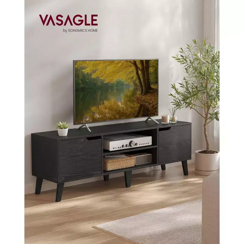 Meuble TV pour téléviseurs de 65 pouces, meuble de divertissement avec étagère réglable, console média de 58 pouces de long, pour salon, chambre à coucher