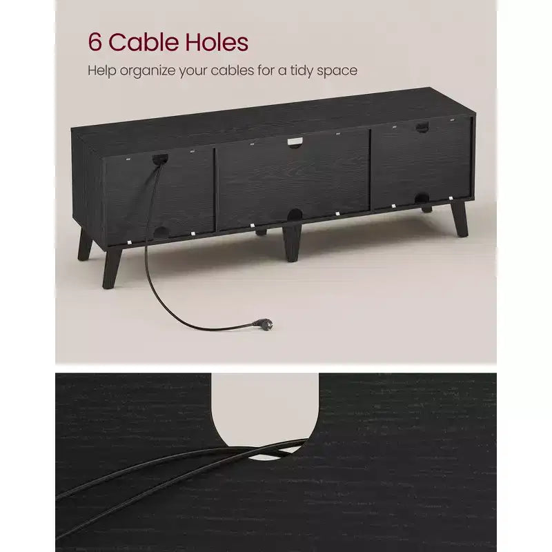 Meuble TV pour téléviseurs de 65 pouces, meuble de divertissement avec étagère réglable, console média de 58 pouces de long, pour salon, chambre à coucher