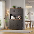 71 Farmhouse Kitchen Pantry Cabinet with Charging Station, Microwave Stand & 2 Drawers, Spacious Storage Hutch for Kitchen Dining Room Coffee Bar
