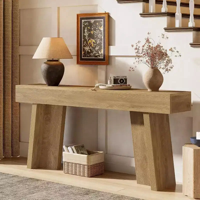 Lantine 70.9-Inch Long Console Table, Farmhouse Narrow Entryway Table for Living Room, Hallway, Entrance, Foyer (Natural)