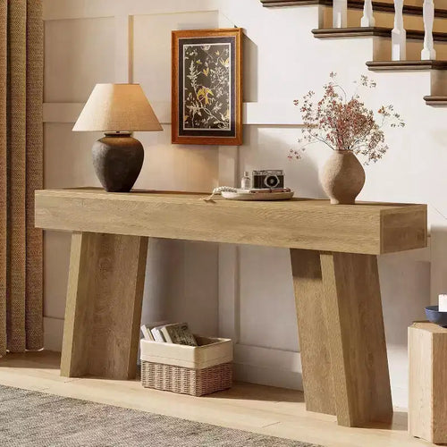 Lantine 70.9-Inch Long Console Table, Farmhouse Narrow Entryway Table for Living Room, Hallway, Entrance, Foyer (Natural)