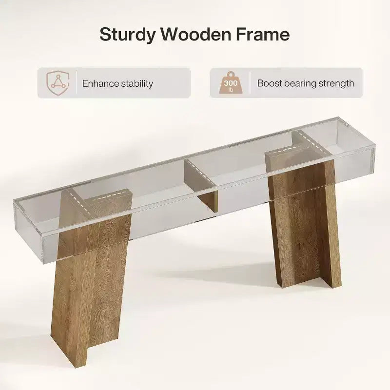 Console étroite de 180 cm de long, table d'entrée de style rustique pour salon, couloir, entrée, foyer (Naturel)