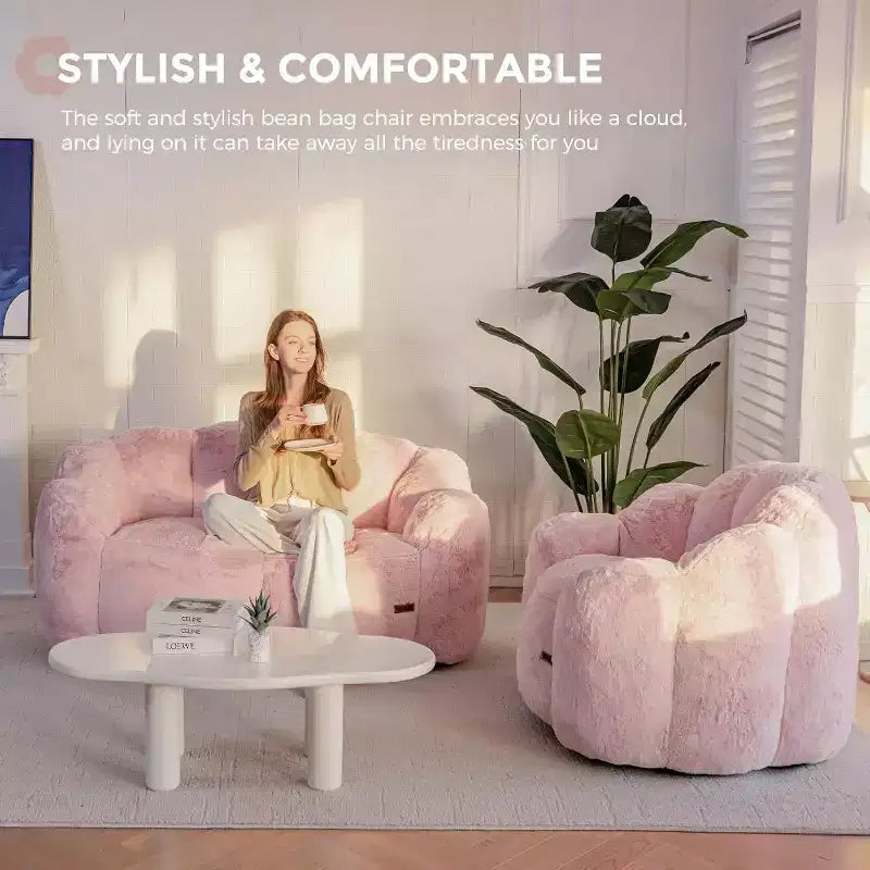 Pouf pour adulte – canapé poire avec anneau de traction facile à déplacer sans installation, convient à divers environnements.