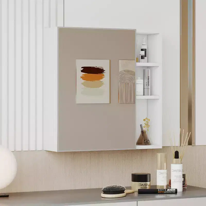 Armoire de toilette, Miroir de salle de bain, Mural autoportant pour le rangement et le gain de place