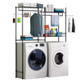 Over The Washer and Dryer Storage Shelves, Clothes Drying Rack with Wire Basket Side Hook, 4-Tier Laundry Room Storage Rack