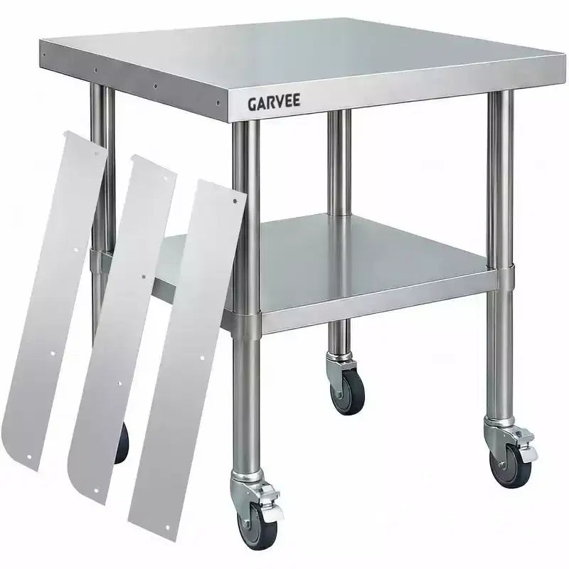Stainless Steel Table for Prep & Work with Caster Wheels ,Metal Commercial Kitchen Heavy Duty Table with Adjustable Under Shelf for Restaurant