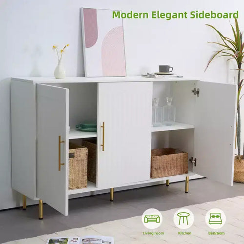 Buffet à 3 portes, 140 cm, meuble de rangement moderne multifonctionnel pour salle à manger et entrée