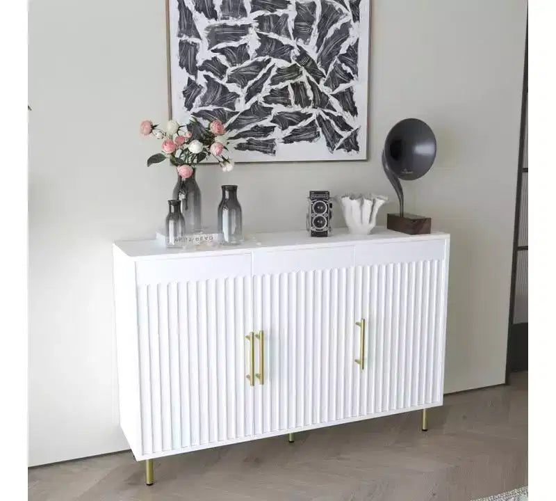 Buffet à 3 portes, 140 cm, meuble de rangement moderne multifonctionnel pour salle à manger et entrée