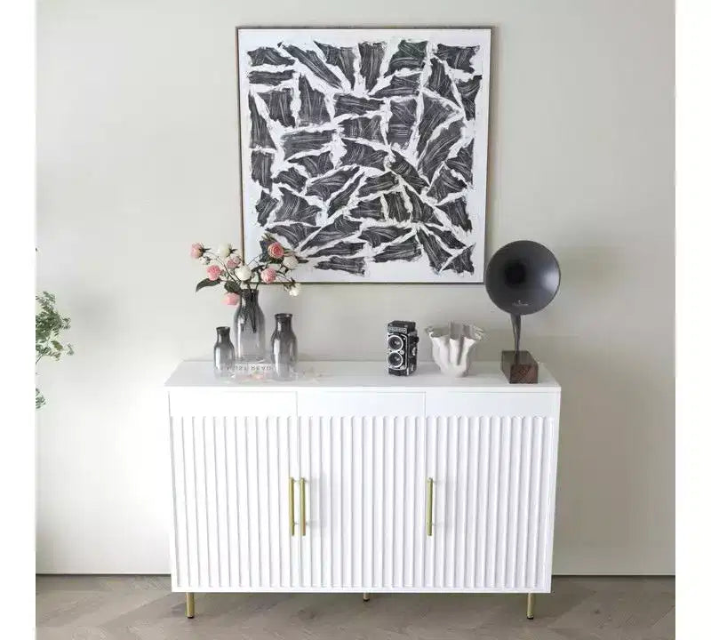 Buffet à 3 portes, 140 cm, meuble de rangement moderne multifonctionnel pour salle à manger et entrée