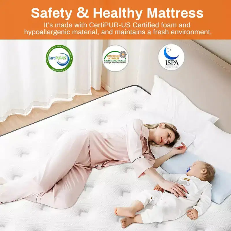 Matelas King Size 14 pouces en boîte, matelas en mousse à mémoire de forme avec surpiqûre hybride de mousse confort et de ressorts ensachés, certifié CertiPUR-US