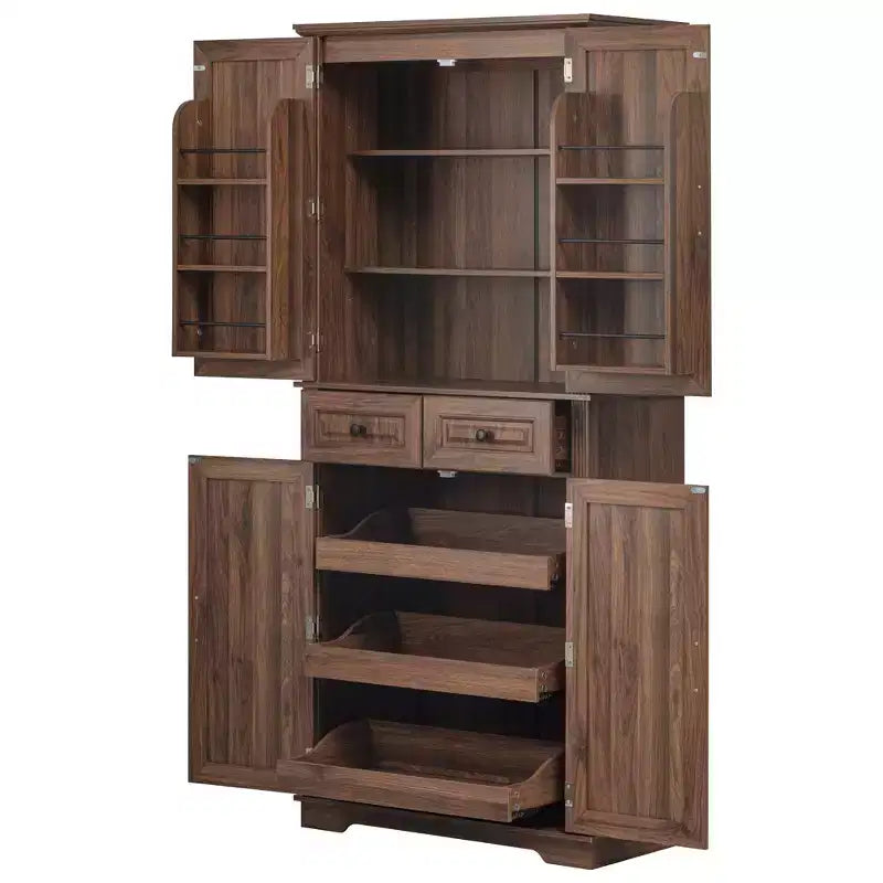 Meuble de cuisine de 180 cm avec organisateurs coulissants, 6 étagères de porte et tiroirs
