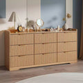 Large 9 Drawer Wood Dresser Storage Chest of Drawers Modern Wide Organizer Cabinet Bedroom Living Room Entryway Heavy Duty Anti Tip