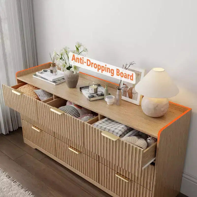 Grande Commode en Bois à 9 Tiroirs, Commode de Rangement Large Moderne, Meuble de Rangement pour Chambre, Salon, Entrée, Robuste, Anti-Basculement