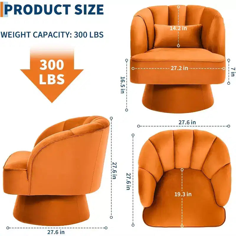 Fauteuil d'appoint pivotant à 360° ultra-moelleux, fauteuil de salon tonneau façon nuage avec revêtement en velours côtelé pour salon et chambre