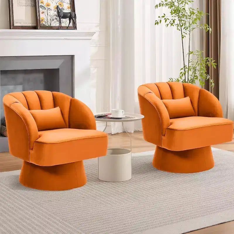 Fauteuil d'appoint pivotant à 360° ultra-moelleux, fauteuil de salon tonneau façon nuage avec revêtement en velours côtelé pour salon et chambre
