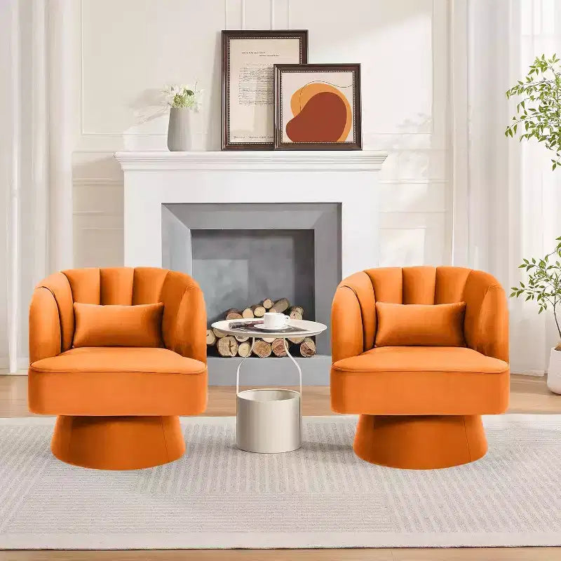 Fauteuil d'appoint pivotant à 360° ultra-moelleux, fauteuil de salon tonneau façon nuage avec revêtement en velours côtelé pour salon et chambre