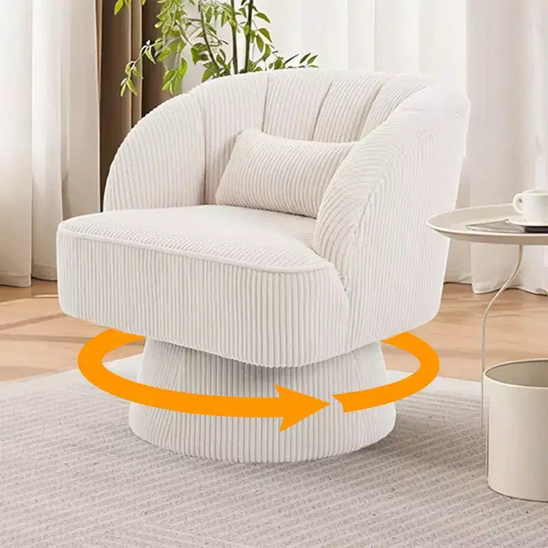 Fauteuil d'appoint pivotant à 360° ultra-moelleux, fauteuil de salon tonneau façon nuage avec revêtement en velours côtelé pour salon et chambre