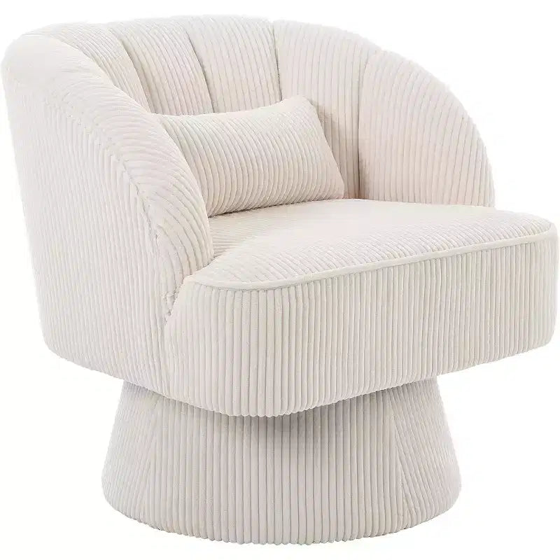 Ultra-Plush 360 Swivel Accent Chair, Cloud-Like Barrel Lounge Chair with Corduroy Upholstery for Living Room and Bedroom