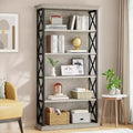 Lantine 6-Tier Bookcase, 71 Inches Industrial Bookshelves, Floor Standing 5 Shelf Display Storage Shelves for Home Office, Living Room, Bed Room, Grey