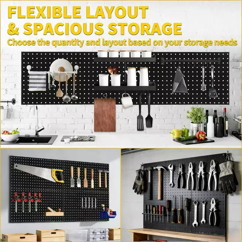 Panneaux perforés métalliques, tableau perforé mural 48x24 avec disposition flexible pour le rangement de garage, l'atelier, la cuisine et la salle d'artisanat