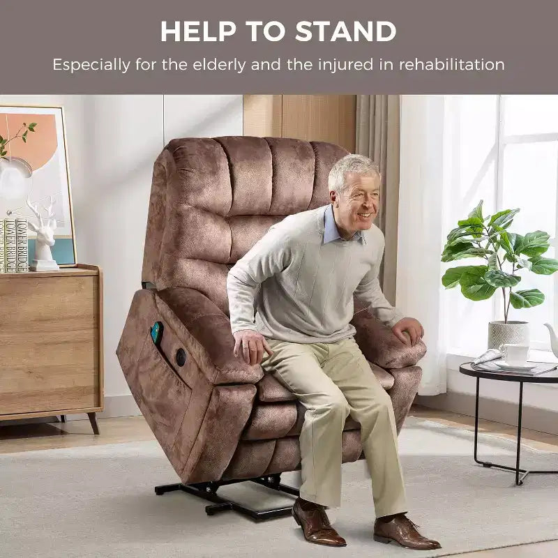 Fauteuil inclinable releveur électrique avec massage et chaleur pour personnes âgées, robuste, sûr, siège plus large