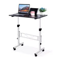 1 Set Mobile Standing Desk, Iron & MDF, Height Adjustable 32-inch Portable Laptop Table with Wheels,