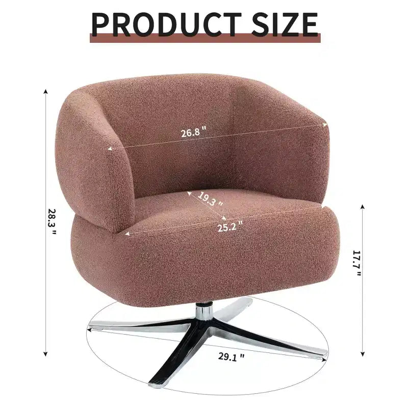Fauteuil câlin moderne avec accoudoir et dossier incurvés, chaise pivotante rembourrée avec pieds en acier, fauteuil de loisirs pour salon, chambre à coucher