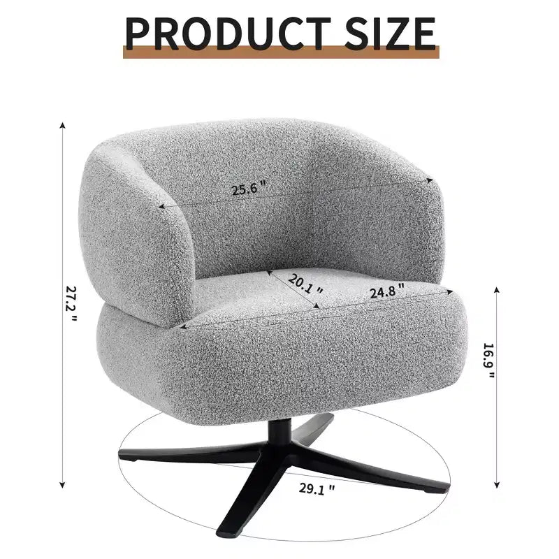Fauteuil câlin moderne avec accoudoir et dossier incurvés, chaise pivotante rembourrée avec pieds en acier, fauteuil de loisirs pour salon, chambre à coucher