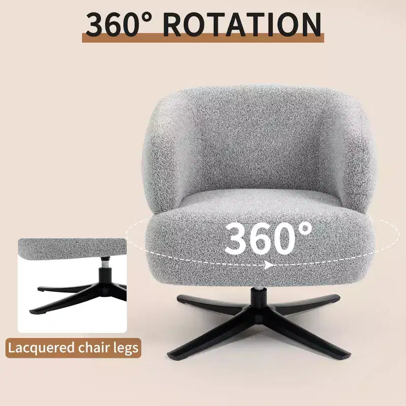Fauteuil câlin moderne avec accoudoir et dossier incurvés, chaise pivotante rembourrée avec pieds en acier, fauteuil de loisirs pour salon, chambre à coucher