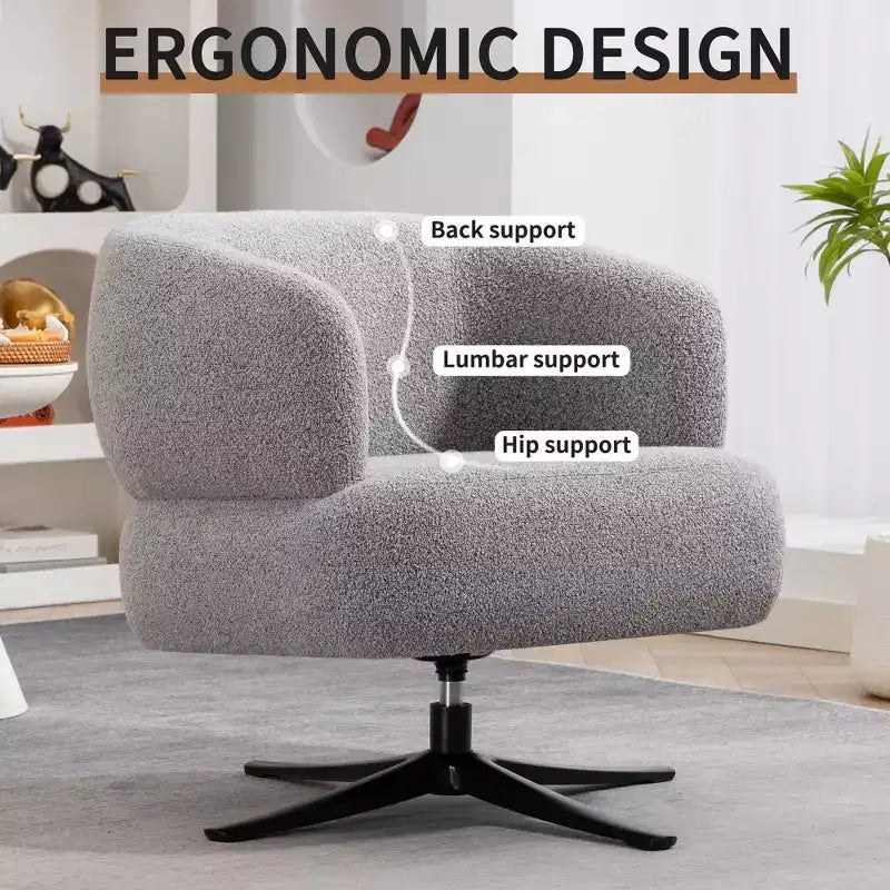 Fauteuil câlin moderne avec accoudoir et dossier incurvés, chaise pivotante rembourrée avec pieds en acier, fauteuil de loisirs pour salon, chambre à coucher