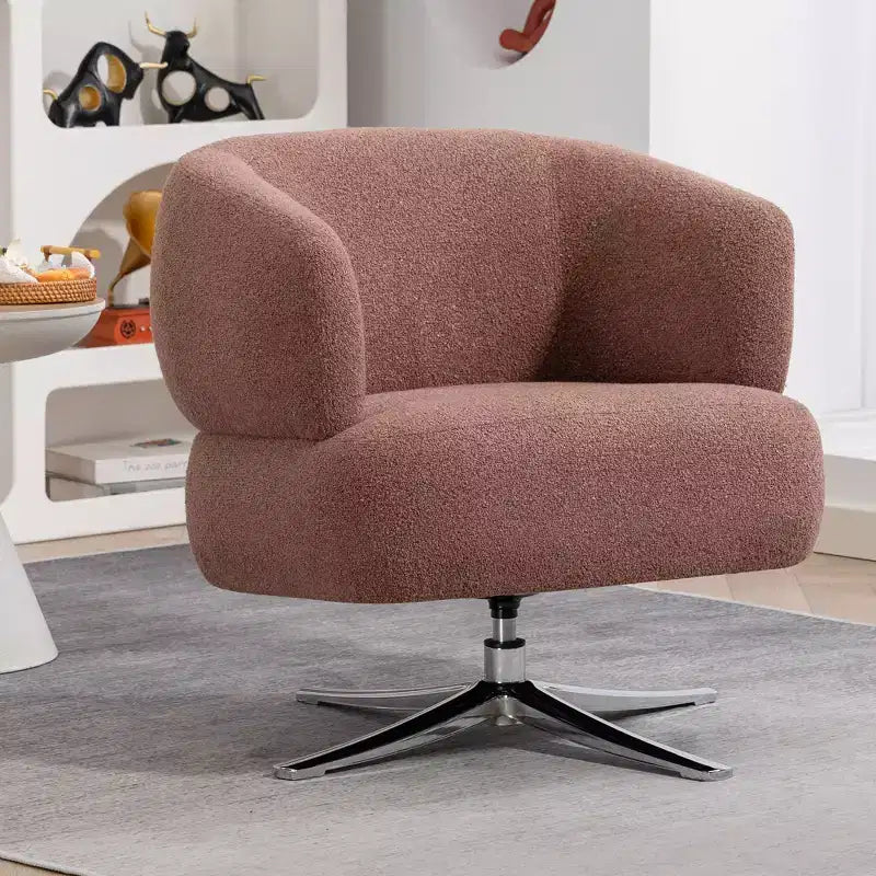 Fauteuil câlin moderne avec accoudoir et dossier incurvés, chaise pivotante rembourrée avec pieds en acier, fauteuil de loisirs pour salon, chambre à coucher
