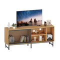 Industrial TV Stand, Entertainment Center Cabinet with Cable Management Holes, Metal Legs & Ample Storage for Living Room