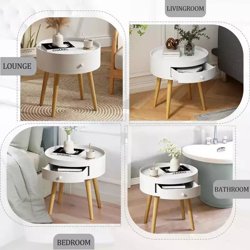 Table de chevet 18H avec tiroir de rangement et chêne
