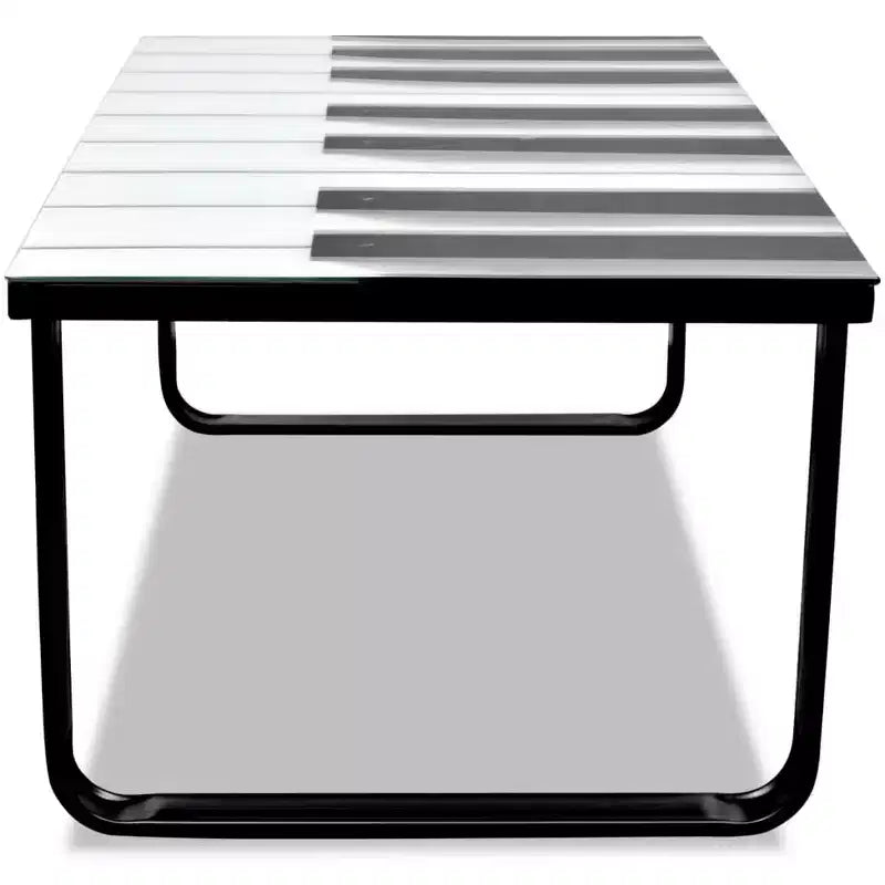 Table basse Table d'appoint Table de salon avec plateau en verre imprimé Piano
