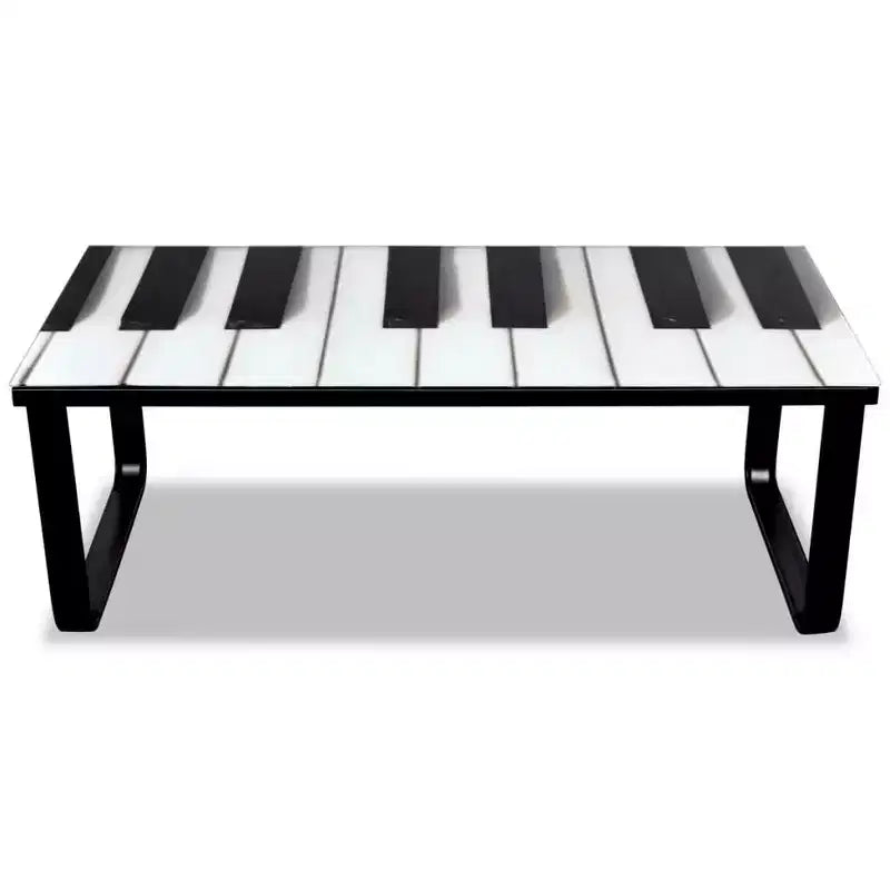 vidaXL Coffee Table Living Room End Table Side Table with Printing Glass Top - Piano