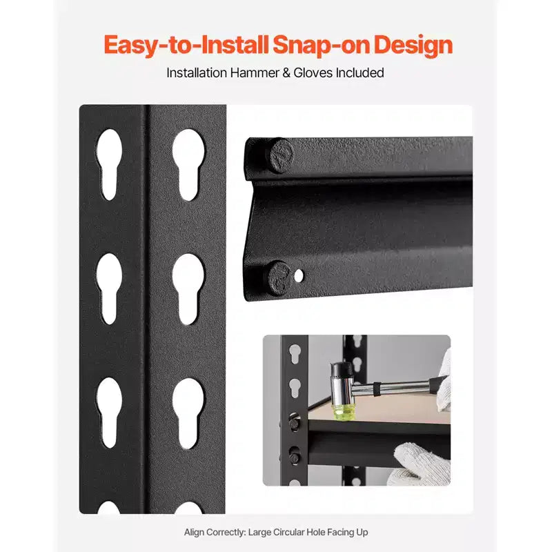 Étagères de rangement, 907 kg, étagères de rangement de garage à 5 niveaux, étagères métalliques réglables 40,6P x 91,4L x 181,4H pour étagères de garage, support utilitaire, noir