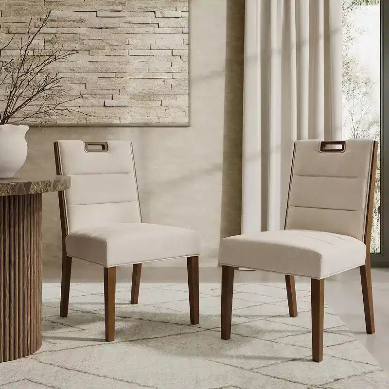 Chaises de salle à manger sans accoudoirs rembourrées en bois d'hévéa Sungjin Modern (Lot de 2)