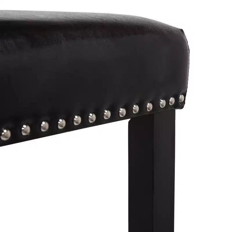 Tabouret de bar 29 po avec siège rembourré en selle (ensemble de 2), noir/noir